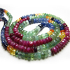 8 inches - SO - GORGEOUS - BEAUTIFULL - MULTY - PRECIOUS - EMARALD- RUBY - SAPHIRE - MICRO FACETED - RONDELL BEADS - SIZE 4- 2.5 MM